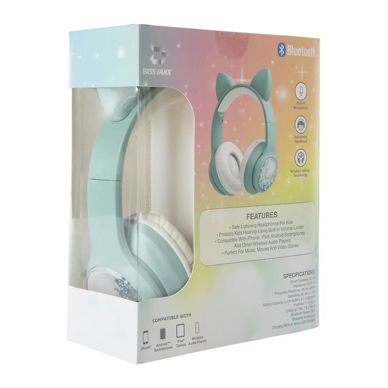 Glitter Cat Liquid Kid-Safe Bluetooth® Headphones With Mic