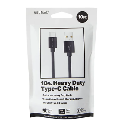 10ft Heavy Duty USB-C To USB-A Cable