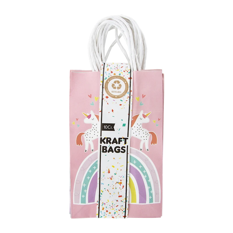 Small Printed Kraft Bags 8.4in x 5.2in 10-Count - Rainbow