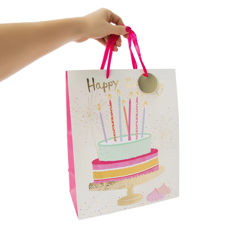 Large Gift Bag 12.5in x 10.38in - Cake With Sparklers