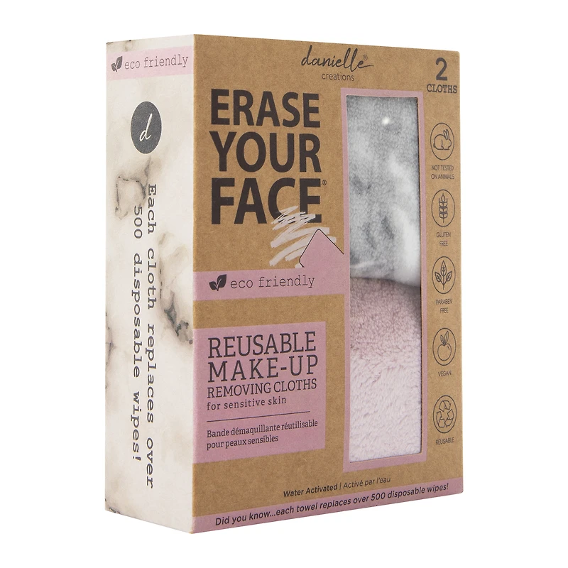 Erase Your Face® Reusable Makeup Removing Cloths 2-Pack
