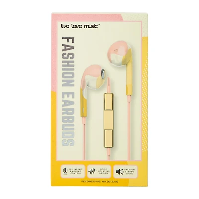 Noise-Isolating Wired Fashion Earbuds With Mic