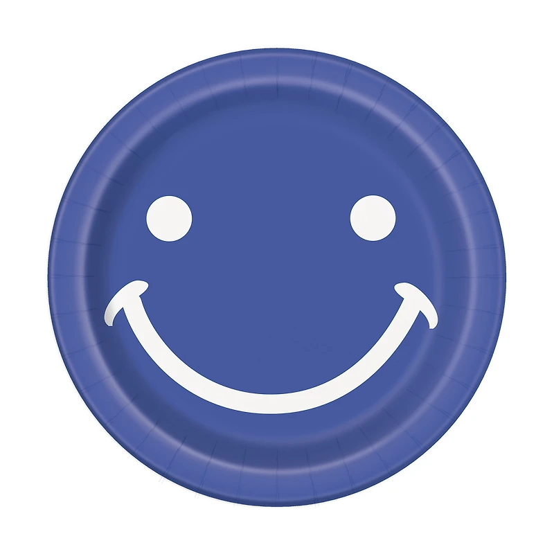 7in Happy Face Paper Dessert Plates 8-Count