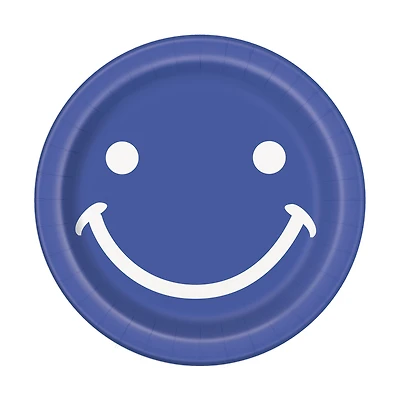 7in Happy Face Paper Dessert Plates 8-Count
