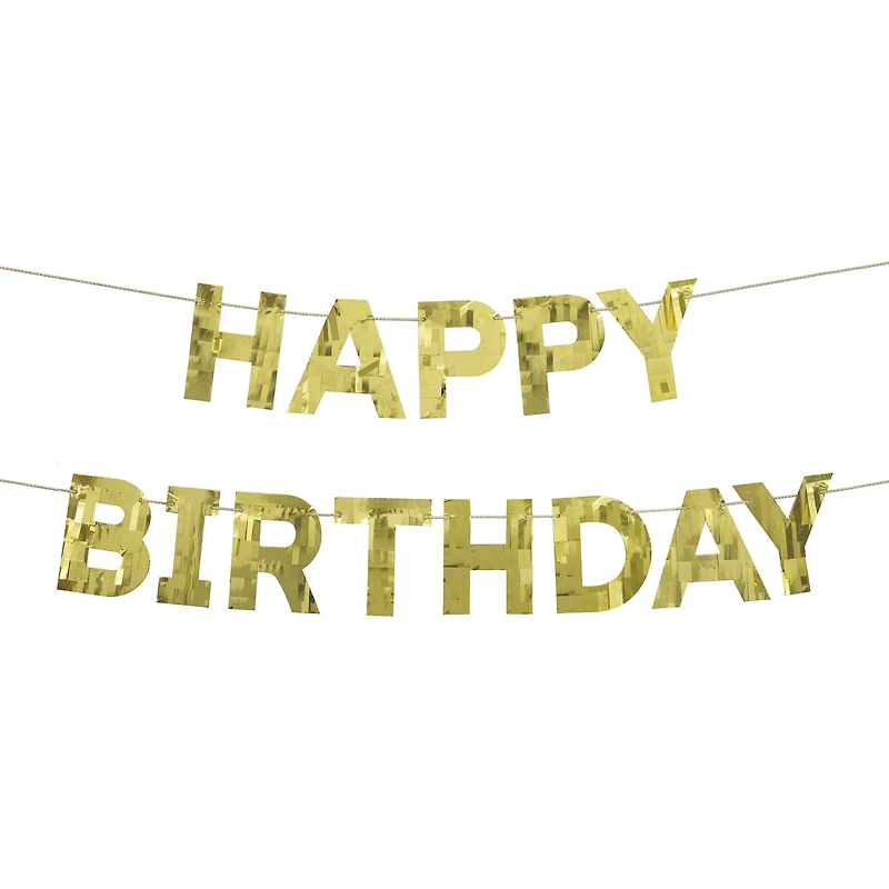 Happy Birthday' Gold Fringe Banner
