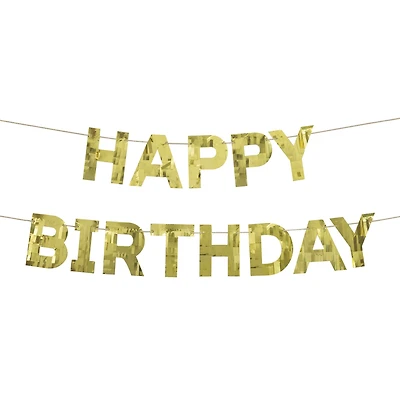 Happy Birthday' Gold Fringe Banner