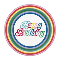 7in 'Happy Birthday' Rainbow Pop Paper Dessert Plates 8-Count