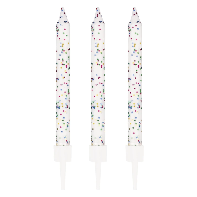 White Glitter Birthday Candles 10-Count