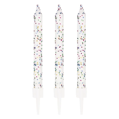 White Glitter Birthday Candles 10-Count