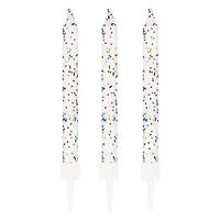 White Glitter Birthday Candles 10-Count