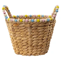 Woven Easter Basket With Bead Trim 9in
