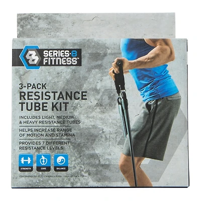 Series-8 Fitness™ Resistance Tube Kit 3-Pack