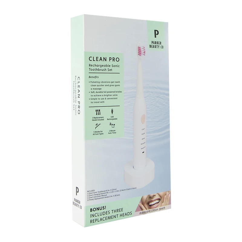 Clean Pro Rechargeable Sonic Toothbrush Set