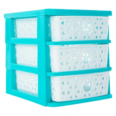 Stackable Lattice 3-Drawer Mini Organizer 7.5in