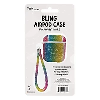 Bling Case With Wristlet For Airpods® 1 & 2 - Rainbow