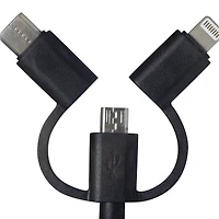 4ft 3-in-1 Charging Cable: 8-Pin, USB-C, Micro-USB