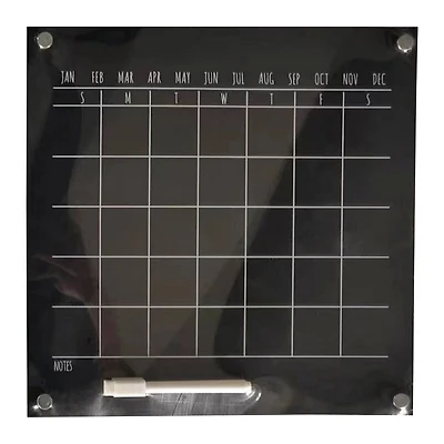 Acrylic Dry Erase Monthly Calendar 12in x 12in