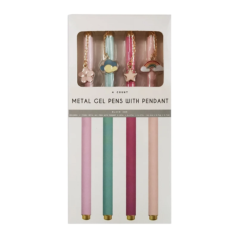 Metal Gel Pens With Pendant 4-Count