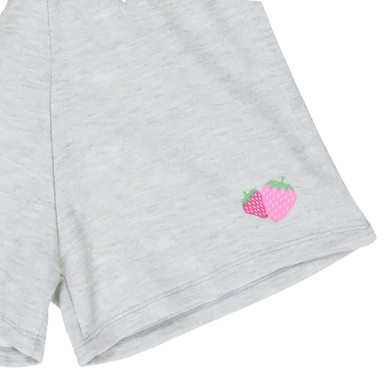 Juniors Gray Fleece Sweat Shorts With Strawberries