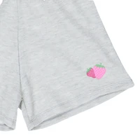 Juniors Gray Fleece Sweat Shorts With Strawberries