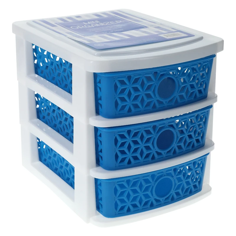 Kaleidoscope Weave 3-Drawer Mini Organizer 7.5in x 6.2in