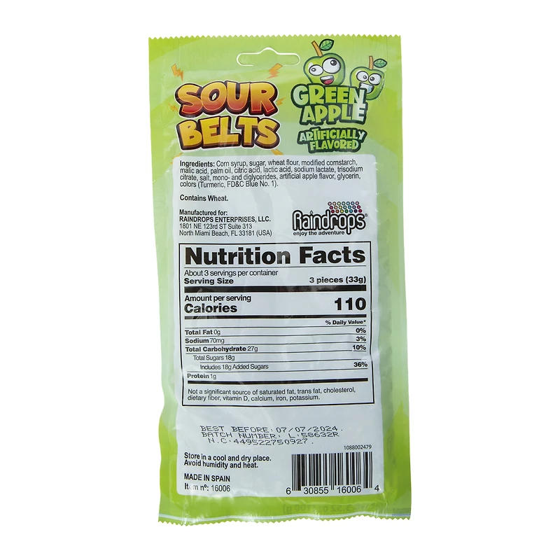 Raindrops® Green Apple Sour Belts 3.52oz