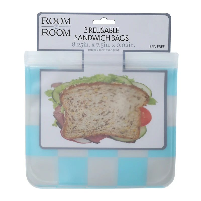 Bpa Free Reusable Sandwich Bags 3-Count