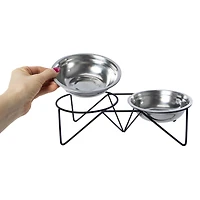 Elevated Double Feeder Pet Food & Water Bowl With Stand