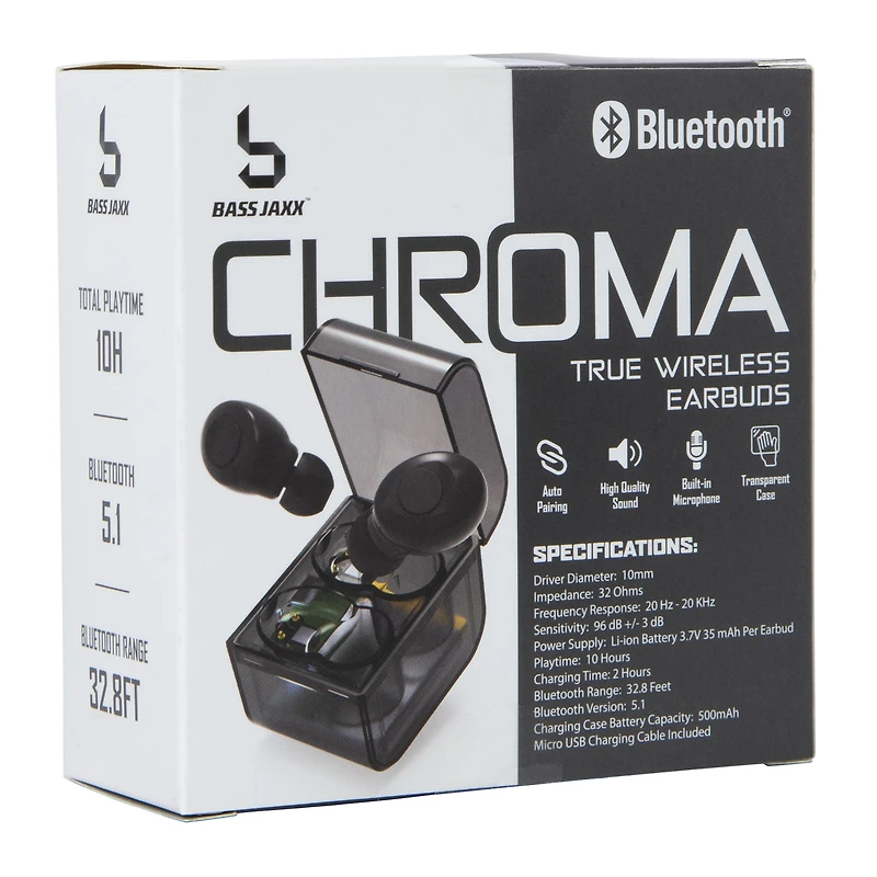 True Wireless Bluetooth® Earbuds With Case & Mic