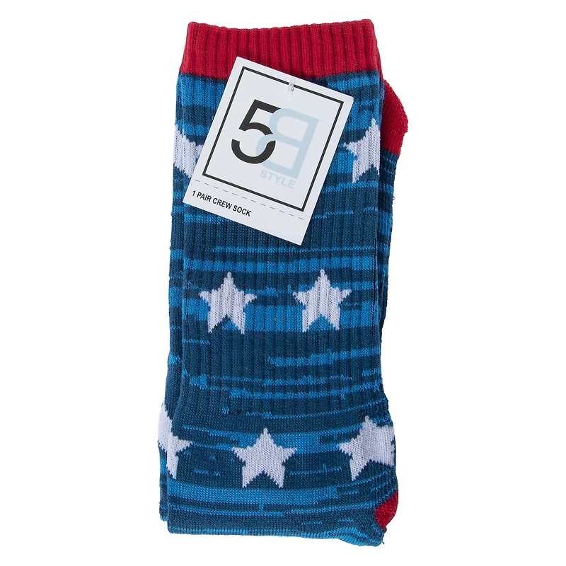Americana Mens Crew Socks, 1 Pair - Stripes