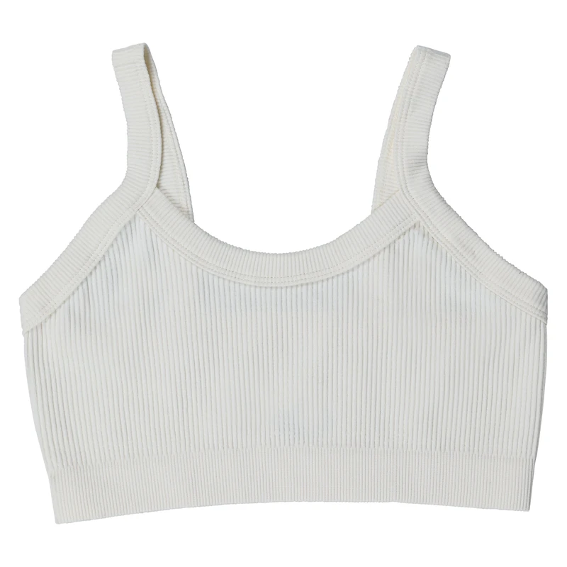 Cream Ribbed Scoop-Neck Bralette