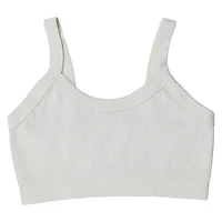 Cream Ribbed Scoop-Neck Bralette