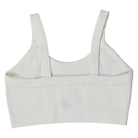 Cream Ribbed Scoop-Neck Bralette