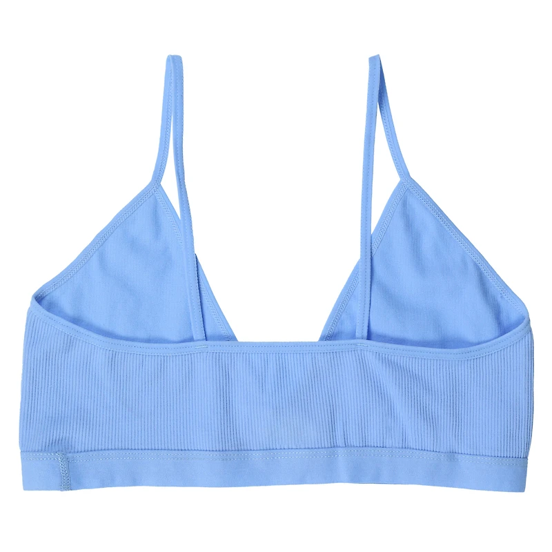 Blue Ribbed Cut-Out Bralette