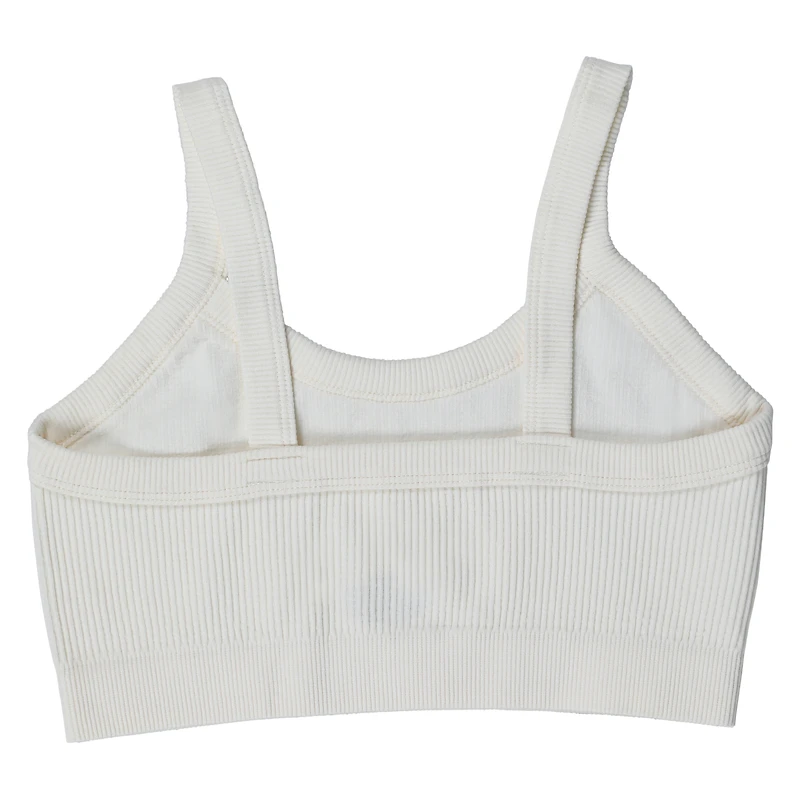 Cream Ribbed Scoop-Neck Bralette