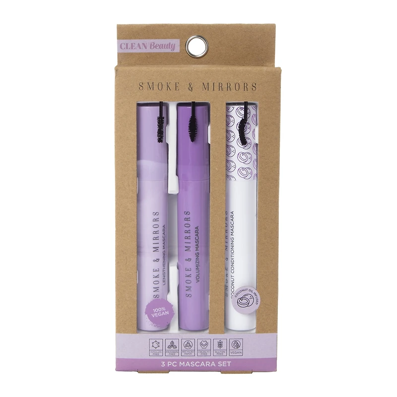 Smoke & Mirrors Clean Beauty Mascara 3-Piece Set