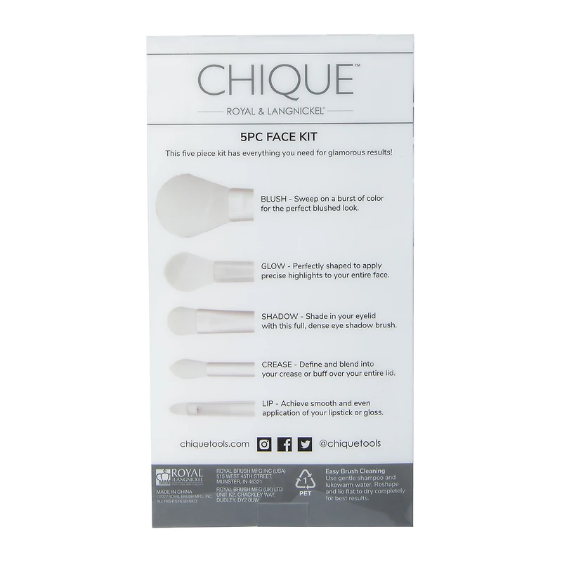 Chique™ 5-Piece Face Makeup Brush Set - Bright