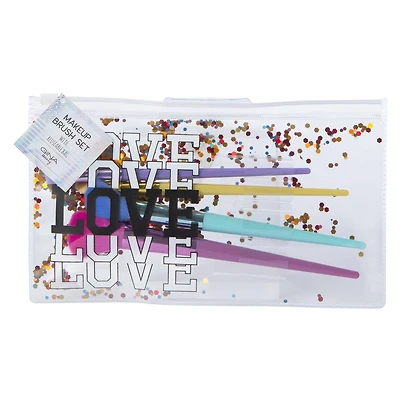 Makeup Brushes & Travel Bag 4-Count - Love