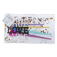 Makeup Brushes & Travel Bag 4-Count - Love