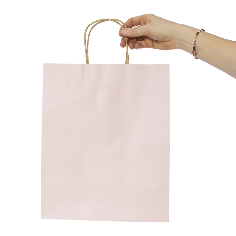 Large Kraft Gift Bags 13in x 10in 5-Count - Pink