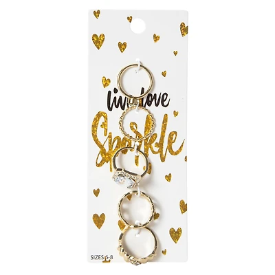 Rhinestone Rings 5-Pack