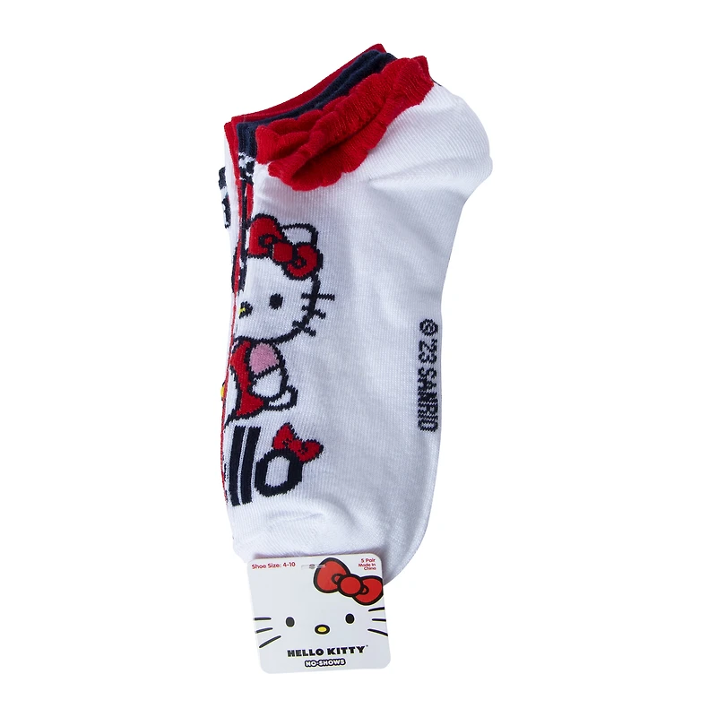 Hello Kitty® Ladies Ankle Socks 5-Pack - Red & Blue