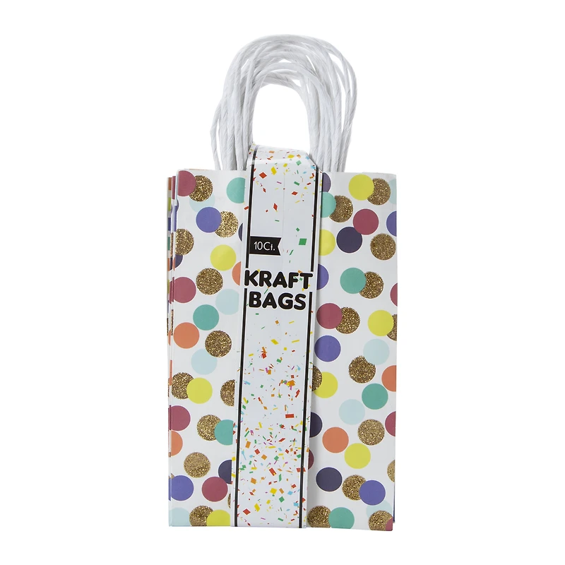 Small Polka Dot Kraft Gift Bags 8.35in x
5.2in 10-Count