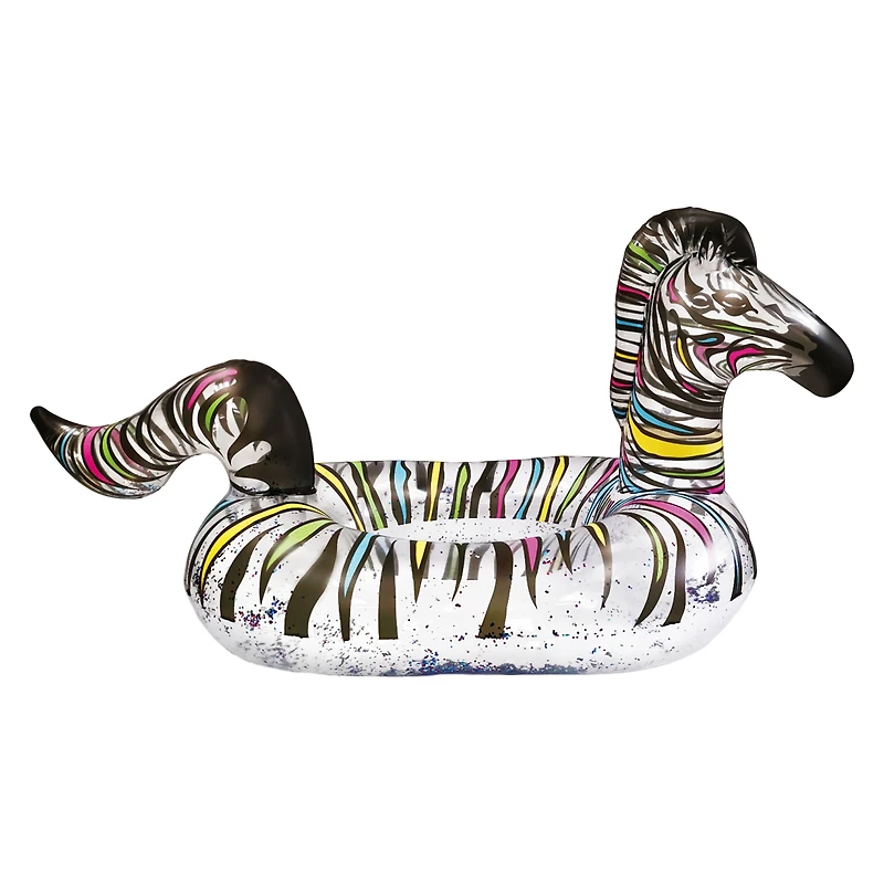 High Five® Glitter Zebra Tube Pool Float 53in x 25in