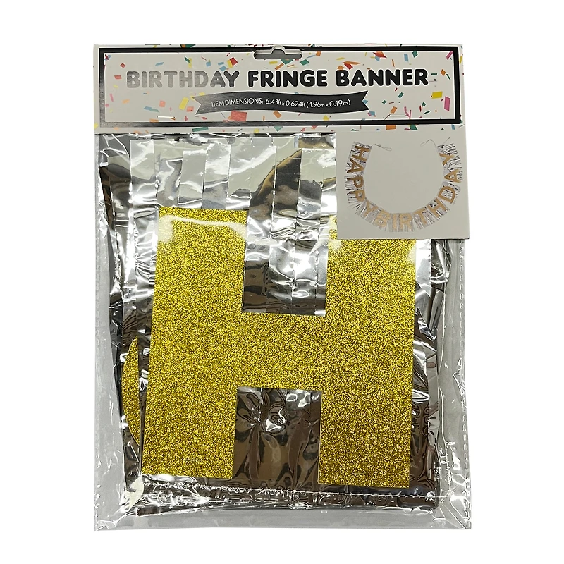 Happy Birthday' Fringe Banner With Glitter 60in