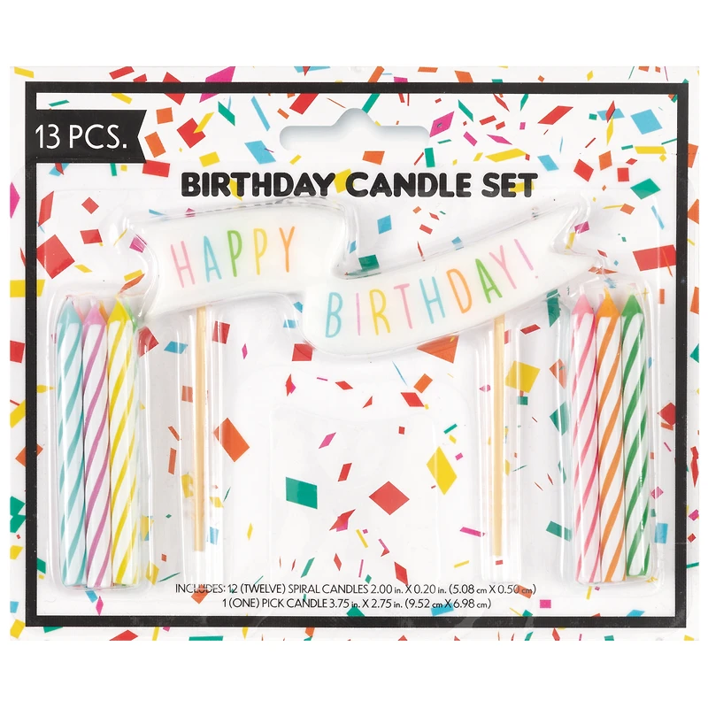 Spiral Birthday Candles & Happy Birthday Pick Candle
