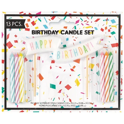 Spiral Birthday Candles & Happy Birthday Pick Candle