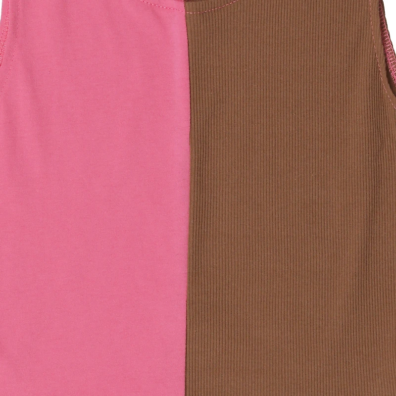 Pink & Brown Split Cropped Tank Top