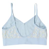 Blue Floral V-Neck Bralette