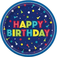 9in Paper Plates 8-Count - Blue Birthday